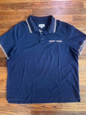 Goodfellow & Co Navy Polo with White and Brown Trim